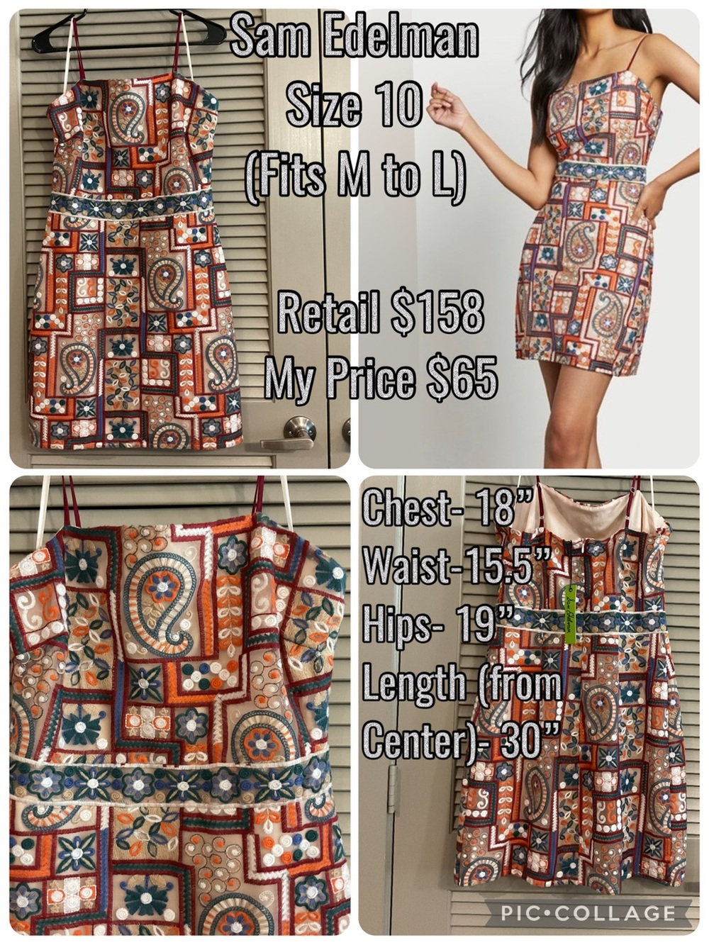 Sam Edelman Multicolor Paisley Patchwork Mini Dress — Rust, Navy, Cream